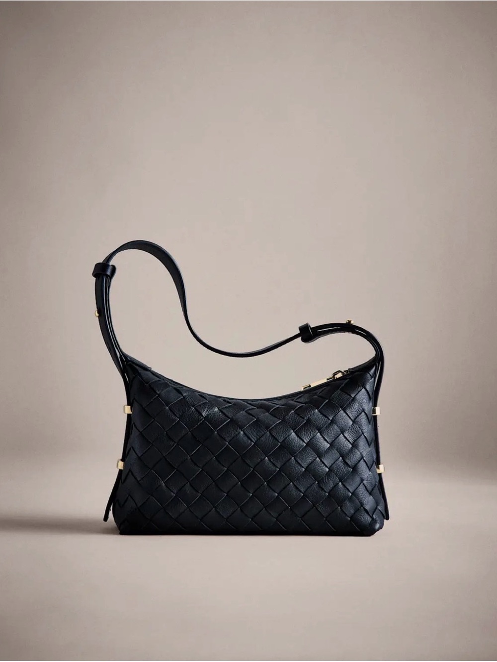 Quince Black Woven Shoulder Bag